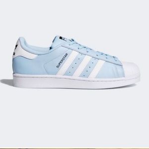 ADIDAS SUPERSTAR UNIVERSITY BLUE (BABY BLUE) WHITE STRIPES NWT